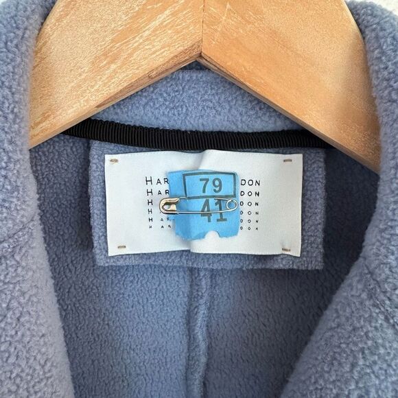 Harris Wharf London Women’s Dusty Blue Fleece Longline 3 Button Closure Coat - Picture 3 of 15